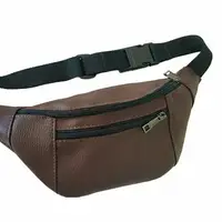 Сумка на пояс бананка Bumbag из экокожи унисекс, поясная сумка через плечо Коричневая 27×16 см
