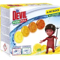Туалетные блоки без корзины для унитаза Dr.Devil Push Pull Лимонный фреш 8595025835697 80 г