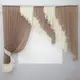 Кухонный комплект, шторка с ламбрекеном. На карниз 1,5-2м. Цвет какао с молочным. Код 070к