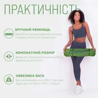 Килимок для йоги та фітнесу EasyFit TPE+TC 6мм двошаровий зелений-сірий