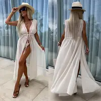 Пляжна туніка LX2030 Бежева Oversize S-L