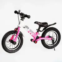Велобег детский 12’’ Corso "Skip Jack" ручной тормоз, амортизатор. Pink and white (119239)