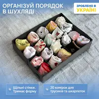 Органайзер ORGANIZE для трусов и носков на 20 ячеек 35х28х8 см (серый)