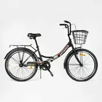 Велосипед складной 24" "Corso "Advance" со складной стальной рамой 14", корзина. Black and Gray (137526)