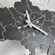 Оригинальный подарок мужчине - деревянные настенные часы в форме карты Украины, черные часы на стену в офис