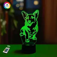 3D ночник "Корги" (УВЕЛИЧЕННОЕ ИЗОБРАЖЕНИЕ)+ пульт ДУ+ батарейки (3ААА)  3DTOYSLAMP