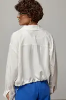 Короткая рубашка на затяжках в комплекте с майкой – молочный цвет, ONE SIZE (есть размеры)