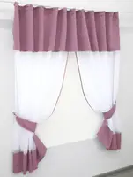 Кухонний комплект, (270х170см.) шторки з ламбрекеном і підхватами. Колір білий з пудровим. Код 085к 52-0486
