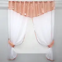 Кухонный комплект, (270х170см.) шторки с ламбрекеном и подхватами. Цвет персиковый с белым. Код 084к 59-390