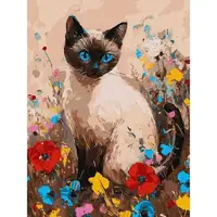 Картина по номерам "Кошечка в цветах" 30х40 см