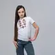 Вышитая футболка для девочки белого цвета с геометрическим орнаментом «Звездное сияние (красная)»