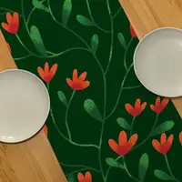 Дорожка на стол Цветы на зеленом фоне 150x40 см (DR_22U006)