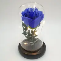 Роза в колбе с LED подсветкой ночник 16 см синяя