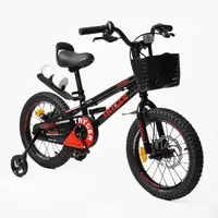 Детский двухколесный велосипед 16" дюймов Corso TAYGER TG-044 алюминиевая рама 1 скорость. Black and Red (176890)