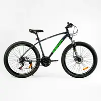 Велосипед Спортивный Corso G-SPORT 26", 21 скорость, рама алюминиевая 17", оборудование Shimano. Black (138269)