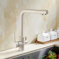 Змішувач для кухні WanFan , для гарячої і холодної води, 2 види подачі води матовий Бежевий
