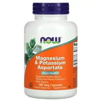 Витамины и минералы NOW Magnesium &amp; Potassium Aspartate with Taurine, 120 капсул