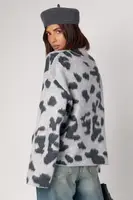 Жіночий светр oversize з леопардовим принтом - сірий цвет, M