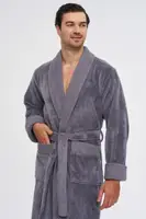 Халат Мужской махровый Nusa Organic Cotton Турция 1161 серый 4XL