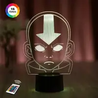 3D ночник "Аанга" (УВЕЛИЧЕННОЕ ИЗОБРАЖЕНИЕ)+ пульт ДУ + сетевой адаптер + батарейки (3ААА)  3DTOYSLAMP