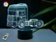 3D ночник "Автомобиль 19" (УВЕЛИЧЕННОЕ ИЗОБРАЖЕНИЕ) + пульт ДУ +сетевой адаптер + батарейки (3ААА)  3DTOYSLAMP