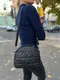 Черный - два отделения - стильный и элегантный стеганый клатч, который можно носить как рюкзак (0514)