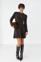 Жіноча в'язана коротка сукня в рубчик - темно-коричневий цвет, ONE SIZE (є розміри)