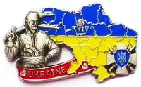 Магніт Карта України з козаком срібло Гранд Презент GP-UK-MM-020