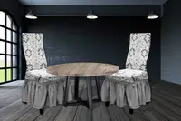 Турецкие Чехлы на Стулья Жаккард с Юбкой Altinkoza Белый 6 шт