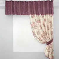 Кухонный комплект(285х175см.) шторка с ламбрекеном. Цвет марсала с бежевым. Код 097к 52-0480