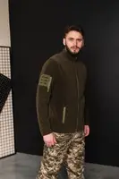 Кофта флісова чоловіча військова тактична з липучками під шеврони 8052 54 розмір хакі