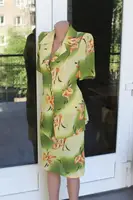 Костюм женский юбочный летний зеленый жакет и юбка код П191 48