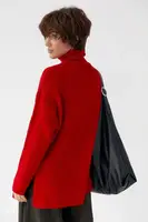 В'язана туніка в рубчик із високою горловиною - червоний цвет, ONE SIZE (є розміри)