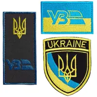 Набор шевронов 3 шт на липучке погон "УЗ"  шеврон-погон Укрзалізниця, цветной патч Укрзалізниця на флаге