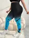 Леггинсы женские спортивные с пуш-ап Tie Dye gradient 18752 L черные с синим