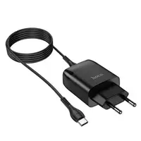 СЗУ сетевое зарядное устройство HOCO C72Q QC3.0 1USB/2A с кабелем для зарядки USB - Type-C Черный