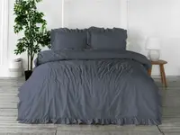 Постільна Білизна Варена Бавовна Limasso Exclusive Natural Grey Темно Сірий двоспальний євро 200х220см