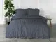 Постельное Белье Вареный Хлопок Limasso Exclusive Natural Grey Темно Серый двуспальный евро 200х220см