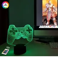 3D ночник "Джойстик" (УВЕЛИЧЕННОЕ ИЗОБРАЖЕНИЕ) + пульт ДУ + сетевой адаптер + батарейки (3ААА)  3DTOYSLAMP