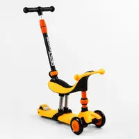 Самокат-велобег 3в1 трехколесный Best Scooter, колеса PU со светом, амортизаторы, родительская ручка. Orange (105657)
