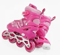 Роликові ковзани 554-S Best Roller колеса PVC що світяться. Pink (розмір 29-33) (173847)