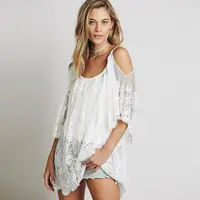 Туника пляжная из мягкого гипюра 5162-white-XL белая
