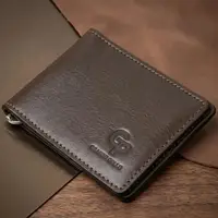 Мужской кожаный зажим для денег GRANDE PELLE 11478 Коричневый