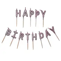 Свічки для торта Happy Birthday (рожеве золото)