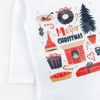 Боді дитяче з тканини з начісом та різдвяним принтом Christmas mood