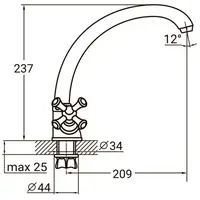 Змішувач PL 1/2" для кухні гусак вухо на гайці AQUATICA PL-4B155C (9777110)