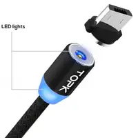 Магнітний кабель для зарядки Topk USB 1m 2.4 A 360° TK17i-VER2 MicroUSB Type-C Black Lightning універсальний