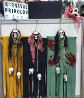 Декор для Хелловіну Примарний Череп (95см) гірчичний з зеленим 10098