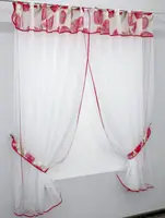 Кухонний комплект, (290х170см.) шторки з ламбрекеном. Колір білий з квітковим принтом. Код 084к 50-893