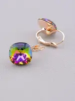 Серьги женские позолоченные с цветными фианитами код 2325